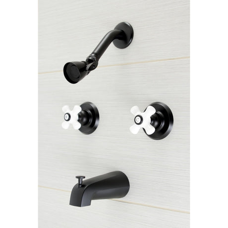 Victorian KB240PX Two-Handle 4-Hole Wall Mount Tub and Shower Faucet, Matte Black