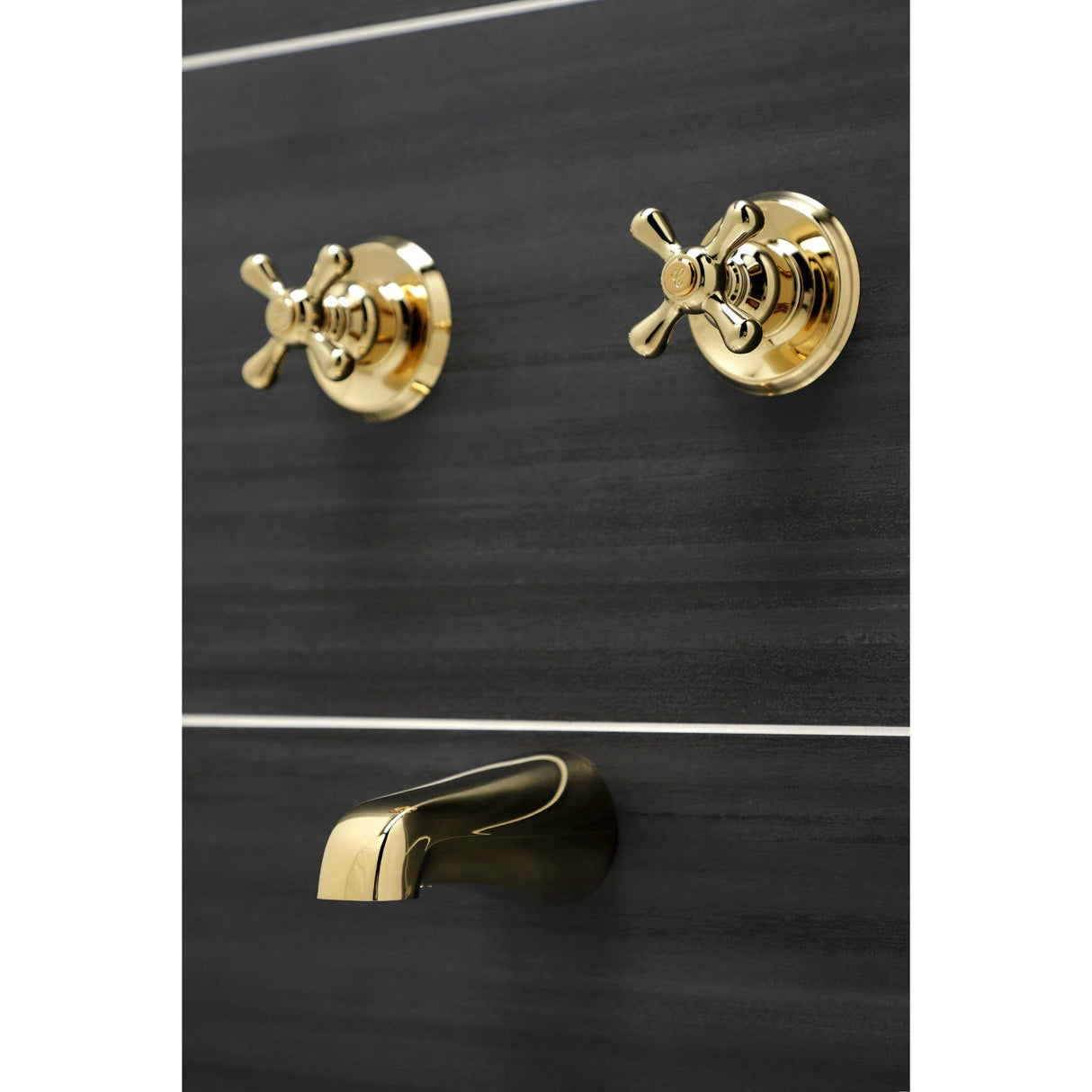 Victorian KB242AXTO Two-Handle 3-Hole Wall Mount Tub and Shower Faucet Tub Only, Polished Brass