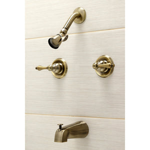 Victorian KB243ALAB Two-Handle 4-Hole Wall Mount Tub and Shower Faucet, Antique Brass