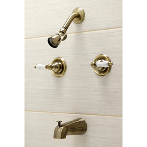 Victorian KB243PLAB Two-Handle 4-Hole Wall Mount Tub and Shower Faucet, Antique Brass