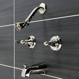 Duchess KB246AKL Two-Handle 4-Hole Wall Mount Tub and Shower Faucet, Polished Nickel