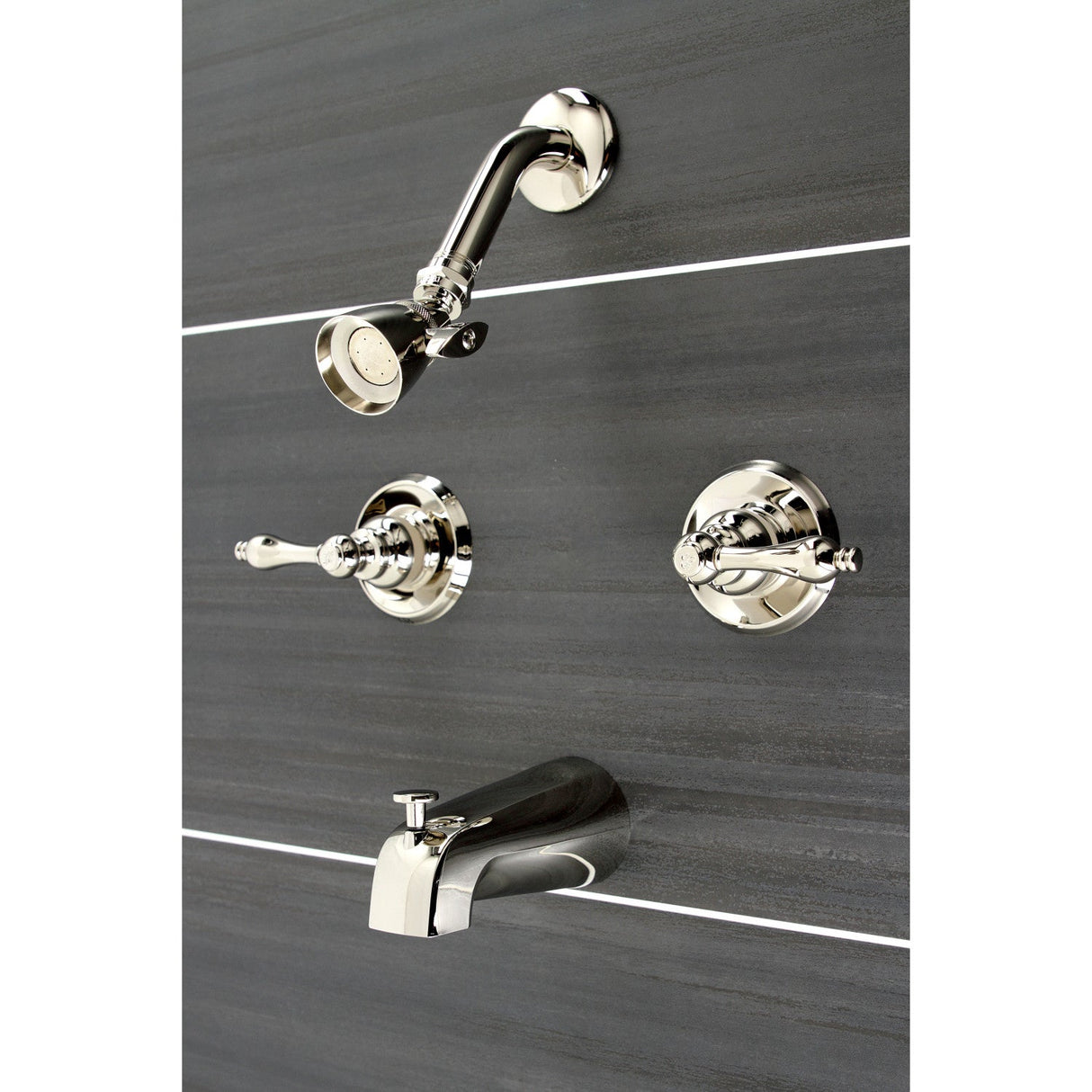 Victorian KB246ALPN Two-Handle 4-Hole Wall Mount Tub and Shower Faucet, Polished Nickel