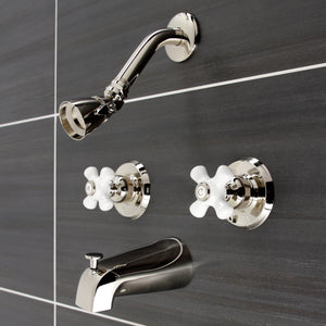 Victorian KB246PXPN Two-Handle 4-Hole Wall Mount Tub and Shower Faucet, Polished Nickel