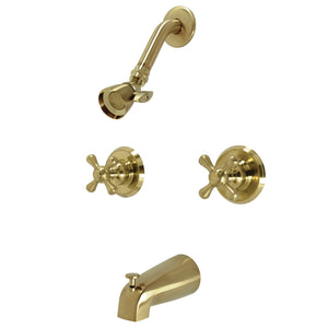 Victorian KB247AX Two-Handle 4-Hole Wall Mount Tub and Shower Faucet, Brushed Brass