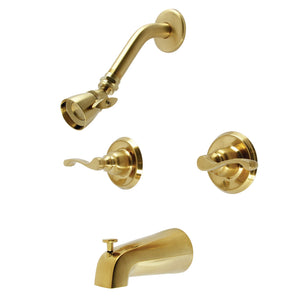 Royal KB247FL Two-Handle 4-Hole Wall Mount Tub and Shower Faucet, Brushed Brass