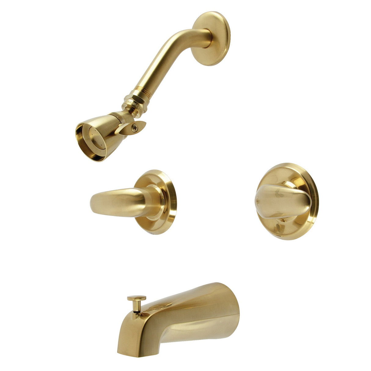 Legacy KB247LL Two-Handle 4-Hole Wall Mount Tub and Shower Faucet, Brushed Brass