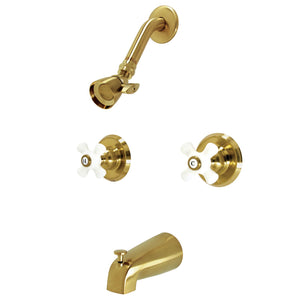 Victorian KB247PX Two-Handle 4-Hole Wall Mount Tub and Shower Faucet, Brushed Brass