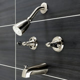 Duchess KB248AKL Two-Handle 4-Hole Wall Mount Tub and Shower Faucet, Brushed Nickel