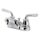 Restoration KB251RXL Two-Handle 3-Hole Deck Mount 4" Centerset Bathroom Faucet with Plastic Pop-Up, Polished Chrome