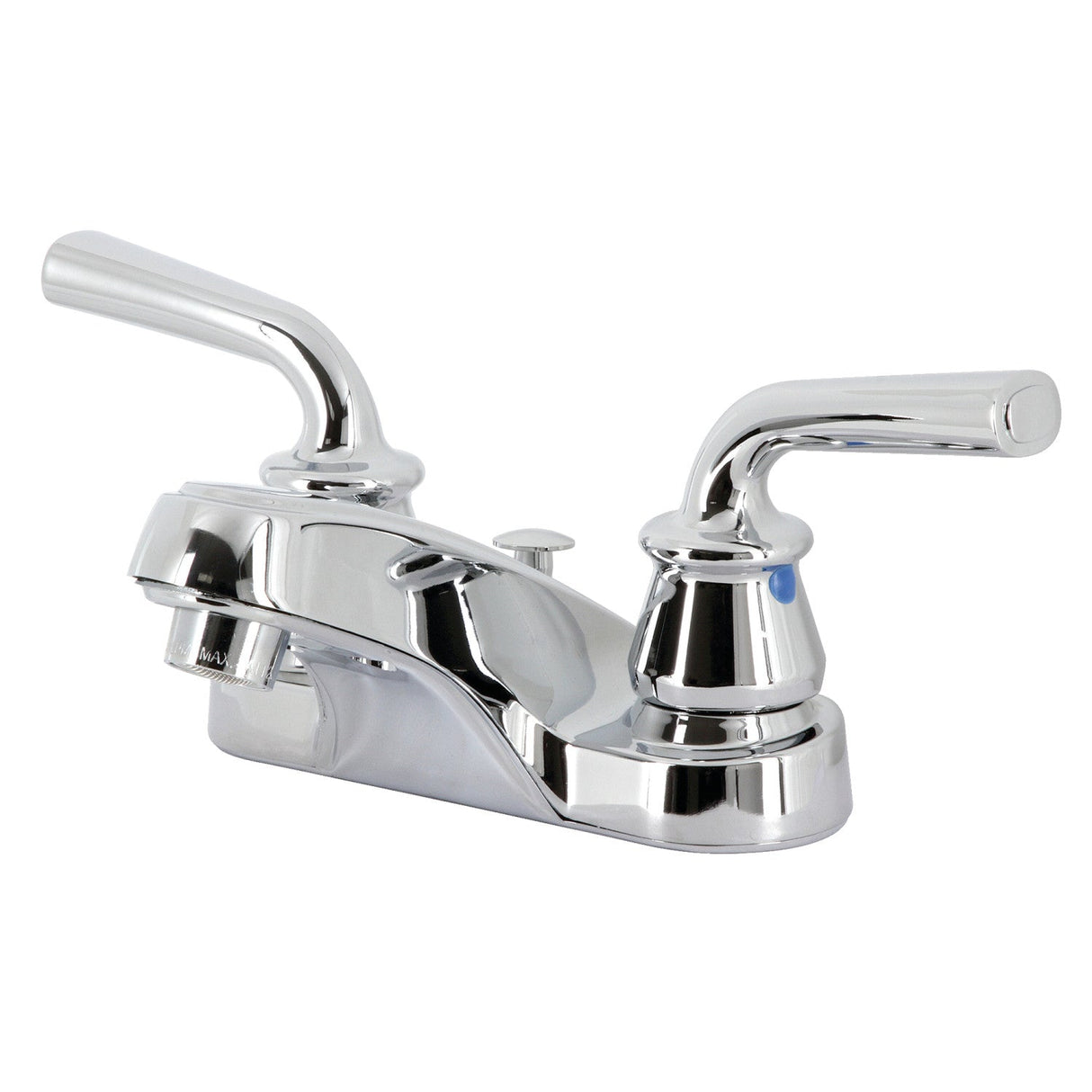 Restoration KB251RXLB Two-Handle 3-Hole Deck Mount 4" Centerset Bathroom Faucet with Brass Pop-Up, Polished Chrome