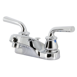 Restoration KB251RXLB Two-Handle 3-Hole Deck Mount 4" Centerset Bathroom Faucet with Brass Pop-Up, Polished Chrome