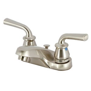 Restoration KB258RXLB Two-Handle 3-Hole Deck Mount 4" Centerset Bathroom Faucet with Brass Pop-Up, Brushed Nickel