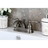 Knight KB2600KL Two-Handle 3-Hole Deck Mount 4" Centerset Bathroom Faucet with Plastic Pop-Up, Black Stainless