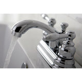 Knight KB2601KL Two-Handle 3-Hole Deck Mount 4" Centerset Bathroom Faucet with Plastic Pop-Up, Polished Chrome
