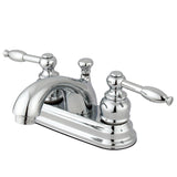 Knight KB2601KL Two-Handle 3-Hole Deck Mount 4" Centerset Bathroom Faucet with Plastic Pop-Up, Polished Chrome