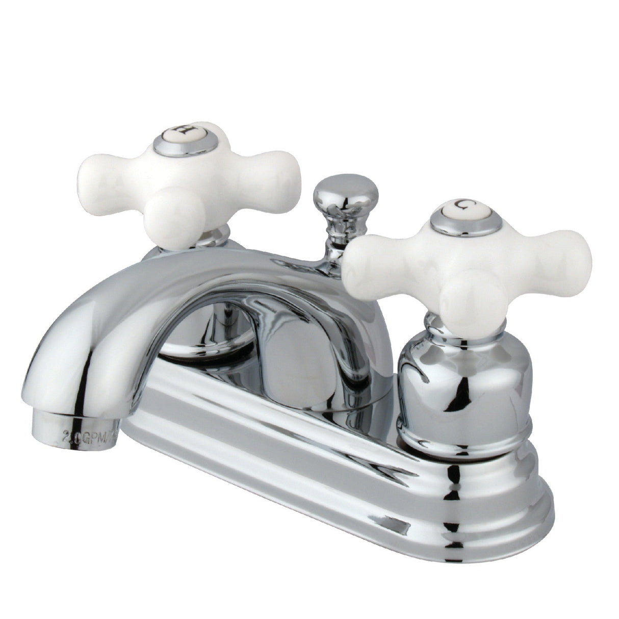 KB2601PX Two-Handle 3-Hole Deck Mount 4" Centerset Bathroom Faucet with Plastic Pop-Up, Polished Chrome