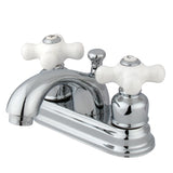 KB2601PX Two-Handle 3-Hole Deck Mount 4" Centerset Bathroom Faucet with Plastic Pop-Up, Polished Chrome