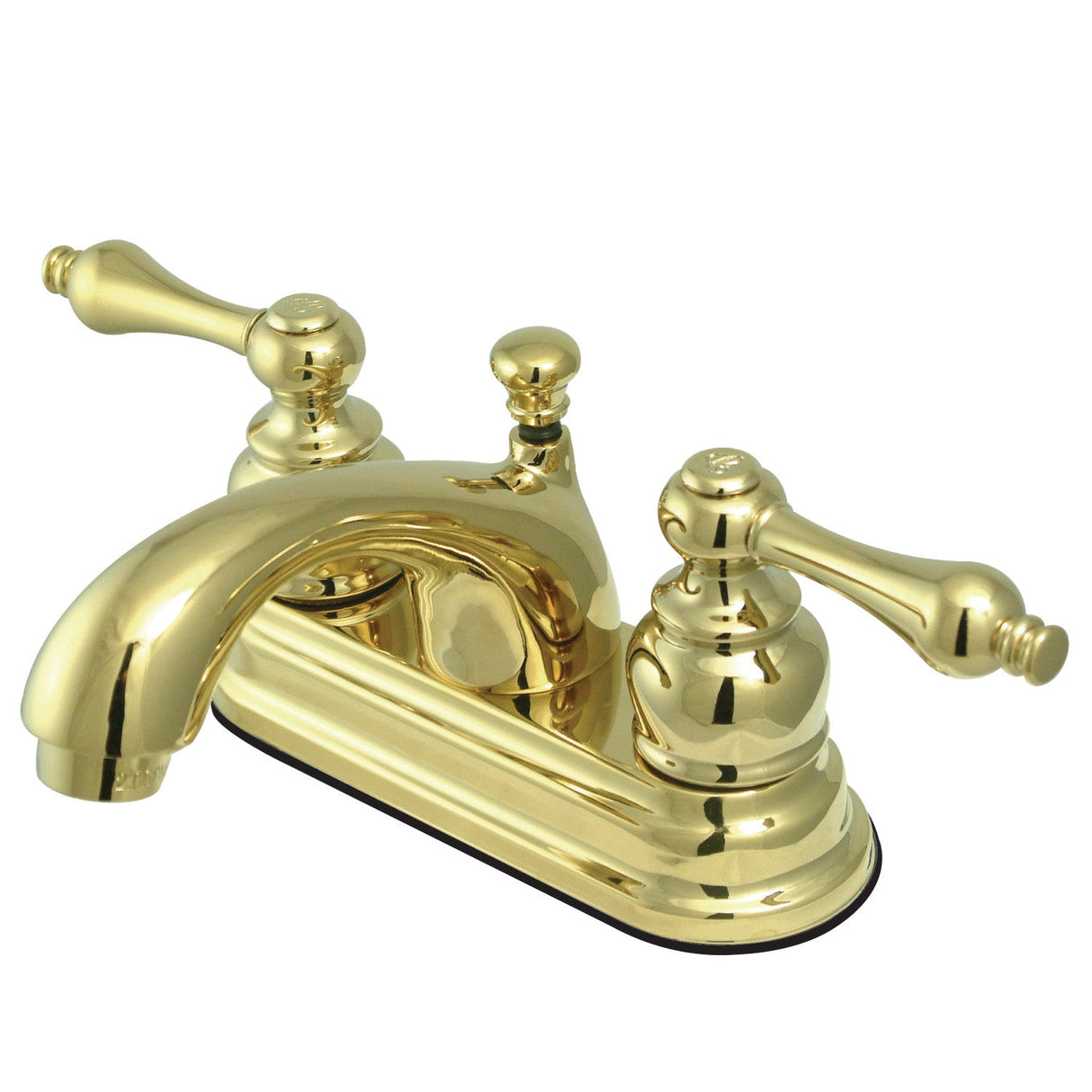 Vintage KB2602AL Two-Handle 3-Hole Deck Mount 4" Centerset Bathroom Faucet with Plastic Pop-Up, Polished Brass