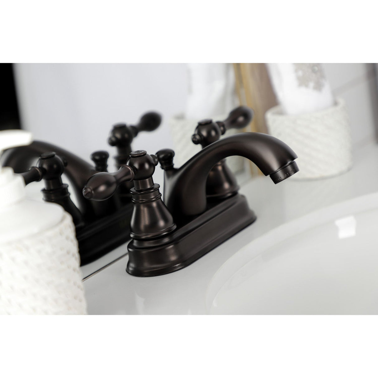 American Classic KB2605ACL Two-Handle 3-Hole Deck Mount 4" Centerset Bathroom Faucet with Plastic Pop-Up, Oil Rubbed Bronze