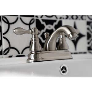American Classic KB2608ACL Two-Handle 3-Hole Deck Mount 4" Centerset Bathroom Faucet with Plastic Pop-Up, Brushed Nickel