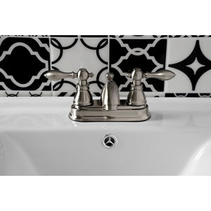 American Classic KB2608ACL Two-Handle 3-Hole Deck Mount 4" Centerset Bathroom Faucet with Plastic Pop-Up, Brushed Nickel