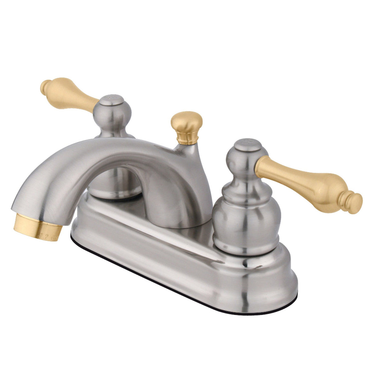 Vintage KB2609AL Two-Handle 3-Hole Deck Mount 4" Centerset Bathroom Faucet with Plastic Pop-Up, Brushed Nickel/Polished Brass