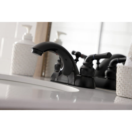 Naples KB2620B Two-Handle 3-Hole Deck Mount 4" Centerset Bathroom Faucet, Matte Black