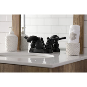 Naples KB2620B Two-Handle 3-Hole Deck Mount 4" Centerset Bathroom Faucet, Matte Black