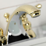 Naples KB2622 Two-Handle 3-Hole Deck Mount 4" Centerset Bathroom Faucet with Plastic Pop-Up, Polished Brass