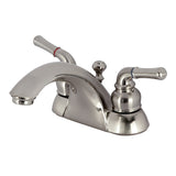 Naples KB2628 Two-Handle 3-Hole Deck Mount 4" Centerset Bathroom Faucet with Plastic Pop-Up, Brushed Nickel