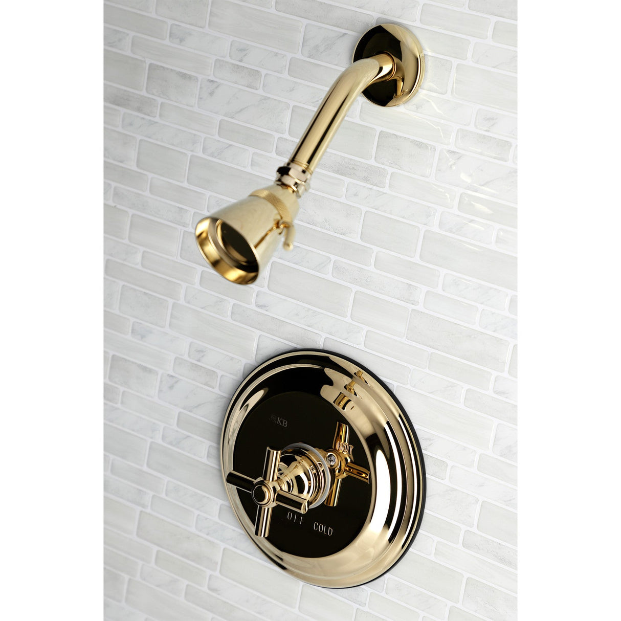 KB2632EXSO Single-Handle 2-Hole Wall Mount Shower Faucet, Polished Brass