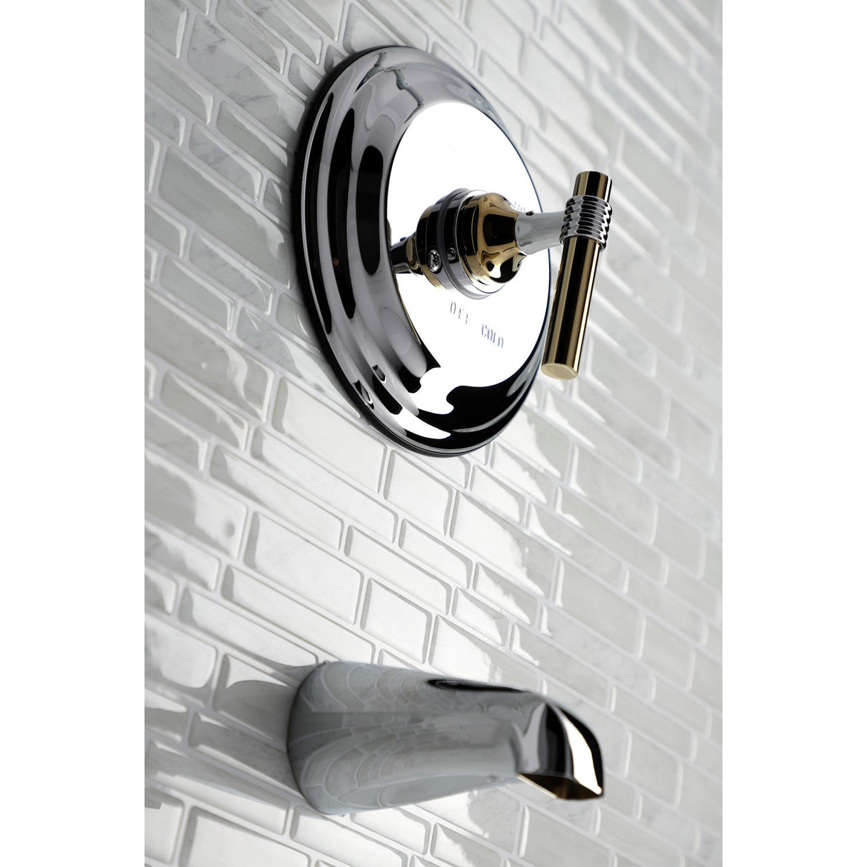 Milano KB2634MLTO Single-Handle 2-Hole Wall Mount Tub and Shower Faucet Tub Only, Polished Chrome/Polished Brass