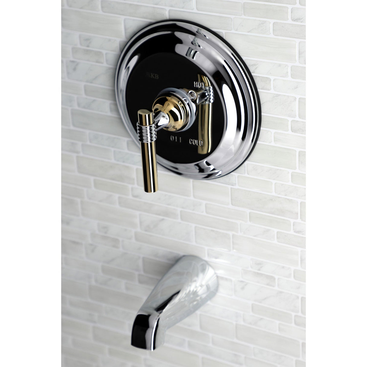 Milano KB2634MLTO Single-Handle 2-Hole Wall Mount Tub and Shower Faucet Tub Only, Polished Chrome/Polished Brass