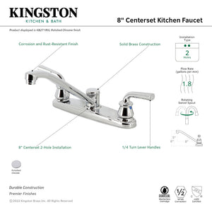 Restoration KB271RXL Two-Handle 2-Hole Deck Mount 8" Centerset Kitchen Faucet, Polished Chrome