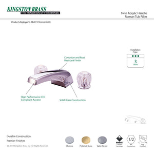 KB288 Two-Handle 3-Hole Deck Mount Roman Tub Faucet, Brushed Nickel