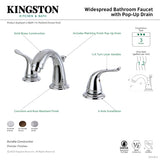 Yosemite KB2911YL Two-Handle 3-Hole Deck Mount Widespread Bathroom Faucet with Plastic Pop-Up, Polished Chrome