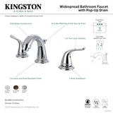 Yosemite KB2918YL Two-Handle 3-Hole Deck Mount Widespread Bathroom Faucet with Plastic Pop-Up, Brushed Nickel