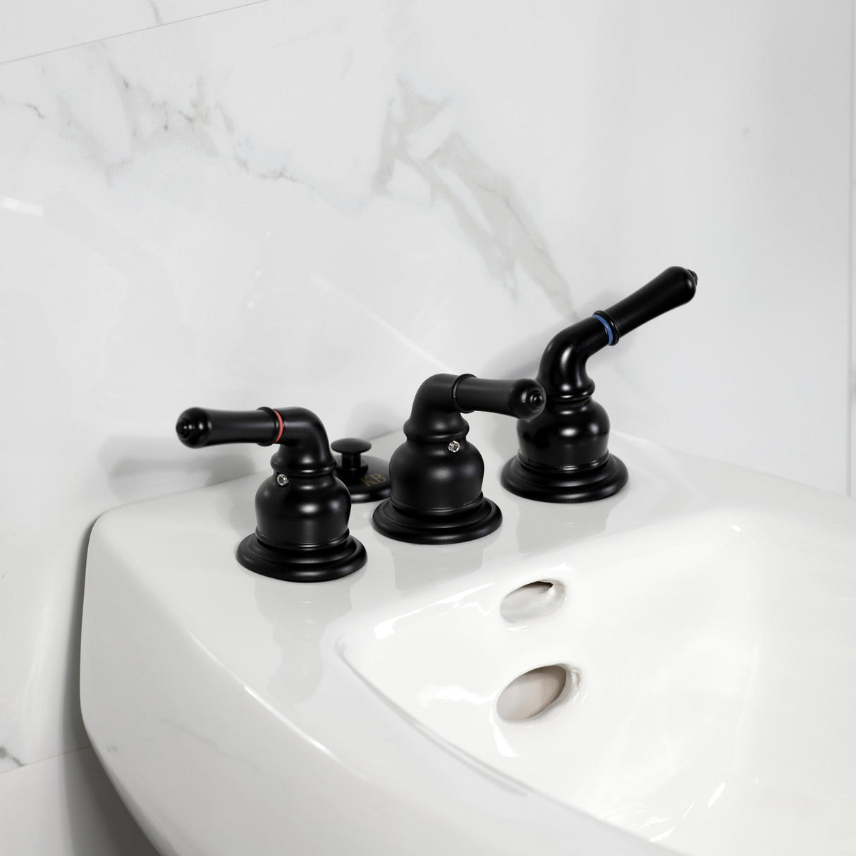 Magellan KB320 Three-Handle Deck Mount Bidet Faucet with Brass Pop-Up, Matte Black