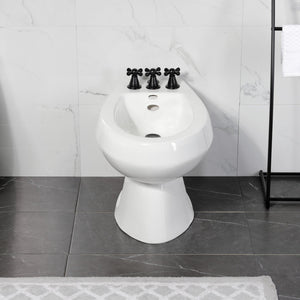 Victorian KB320AX Three-Handle Vertical Spray Bidet Faucet with Brass Pop-Up, Matte Black