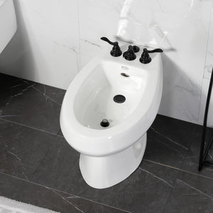 NuWave French KB320NFL Three-Handle Vertical Spray Bidet Faucet with Brass Pop-Up, Matte Black