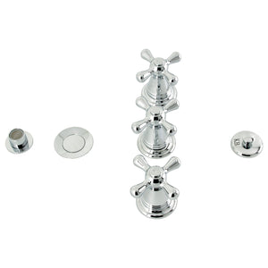 Victorian KB321AX Three-Handle Vertical Spray Bidet Faucet with Brass Pop-Up, Polished Chrome