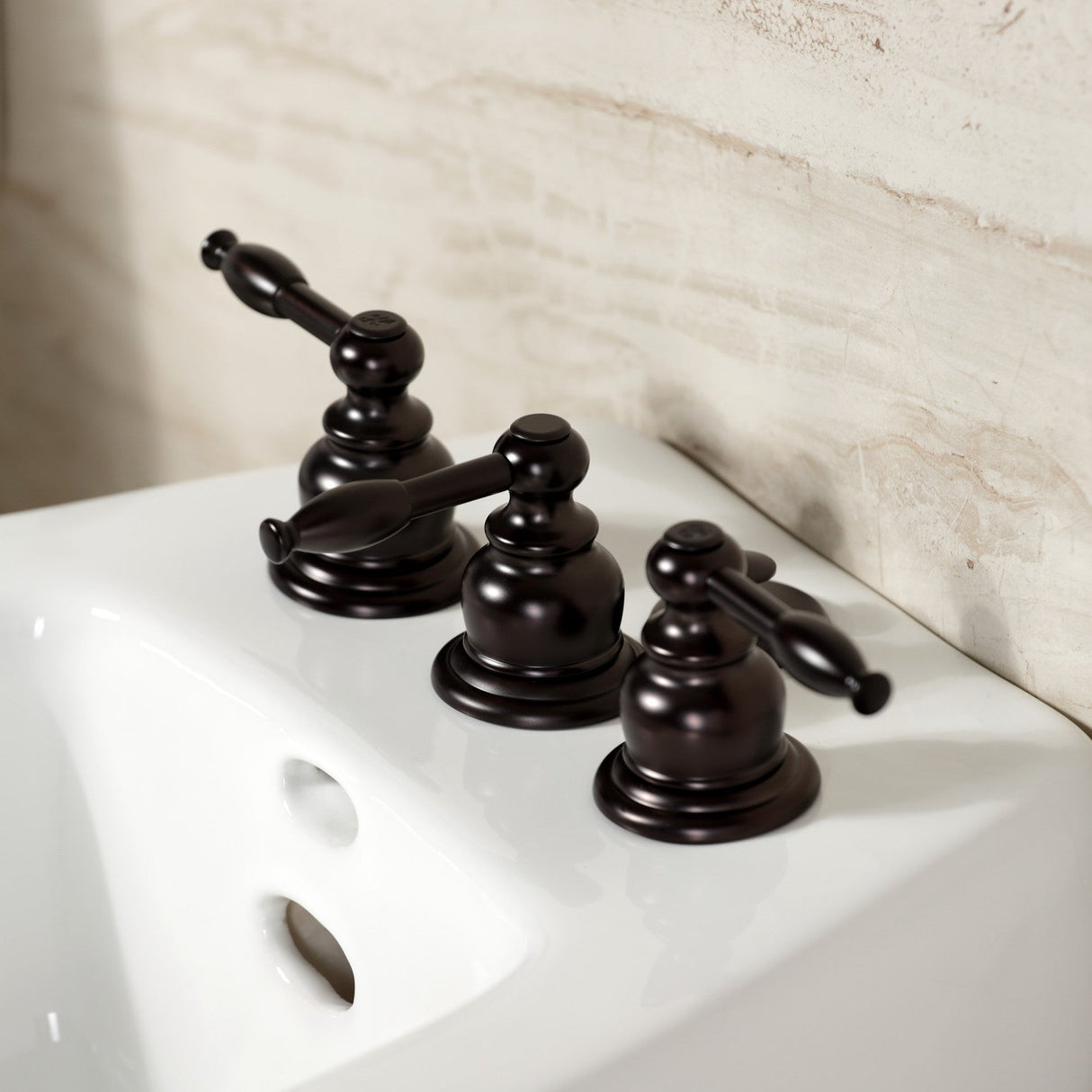 Knight KB325KL Three-Handle Vertical Spray Bidet Faucet with Brass Pop-Up, Oil Rubbed Bronze