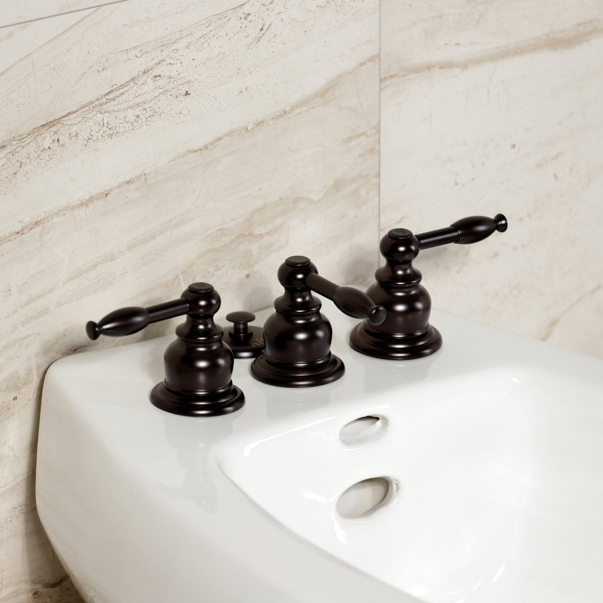 Knight KB325KL Three-Handle Vertical Spray Bidet Faucet with Brass Pop-Up, Oil Rubbed Bronze