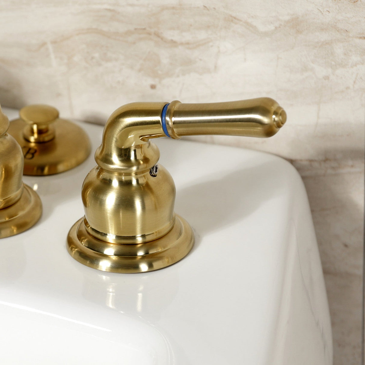 Magellan KB327 Three-Handle Deck Mount Bidet Faucet with Brass Pop-Up, Brushed Brass