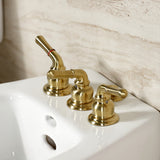 Magellan KB327 Three-Handle Deck Mount Bidet Faucet with Brass Pop-Up, Brushed Brass