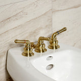 Magellan KB327 Three-Handle Deck Mount Bidet Faucet with Brass Pop-Up, Brushed Brass