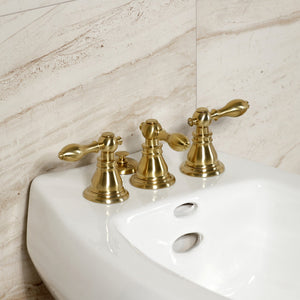 American Classic KB327ACL Three-Handle Vertical Spray Bidet Faucet with Brass Pop-Up, Brushed Brass