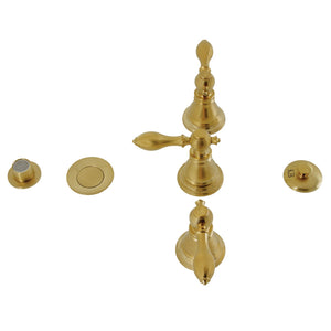 American Classic KB327ACL Three-Handle Vertical Spray Bidet Faucet with Brass Pop-Up, Brushed Brass