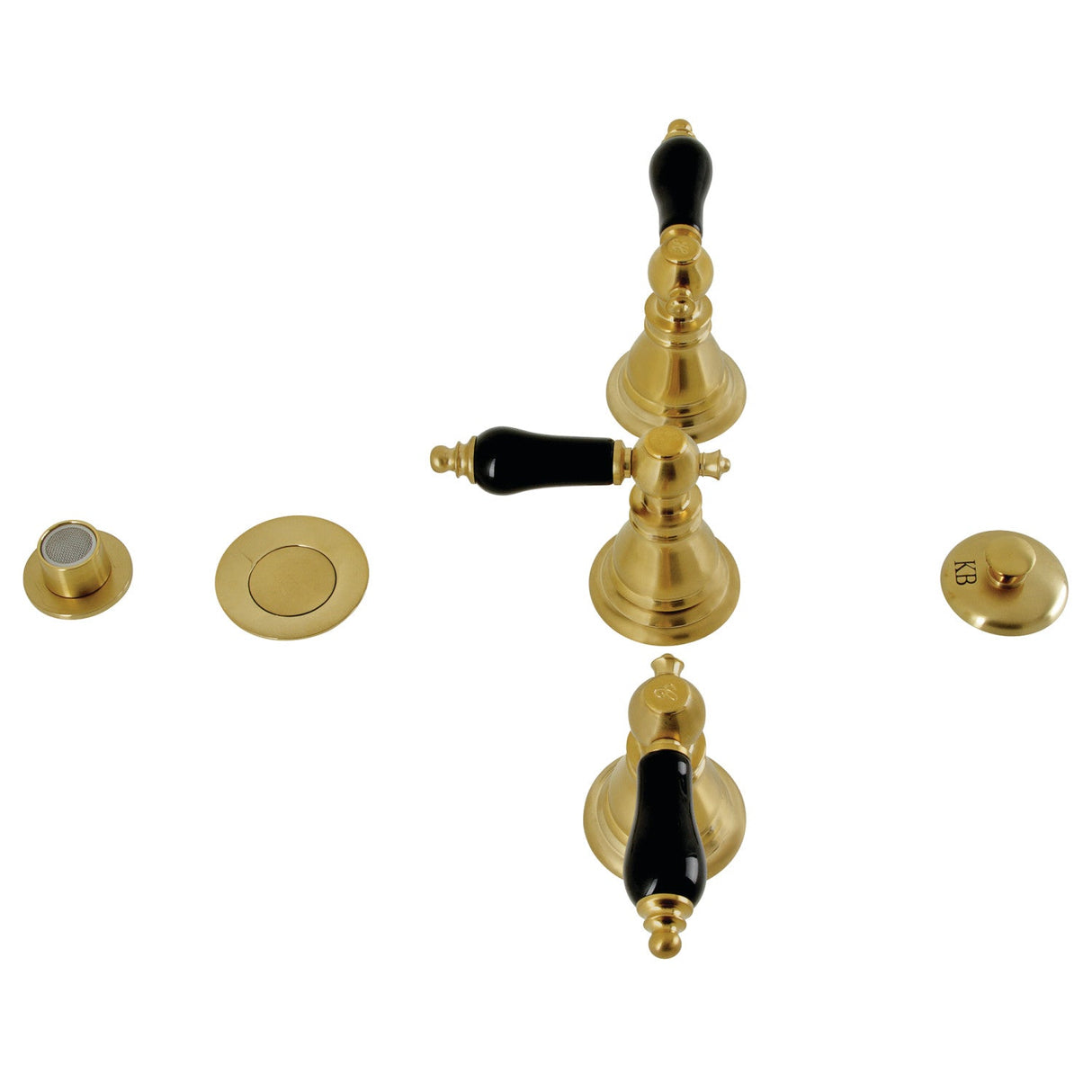 Duchess KB327AKL Three-Handle Vertical Spray Bidet Faucet with Brass Pop-Up, Brushed Brass