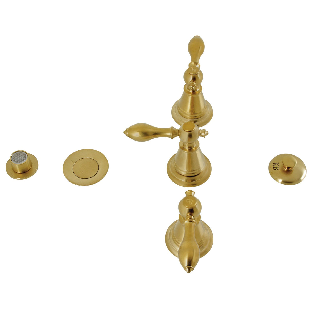 Victorian KB327AL Three-Handle Vertical Spray Bidet Faucet with Brass Pop-Up, Brushed Brass